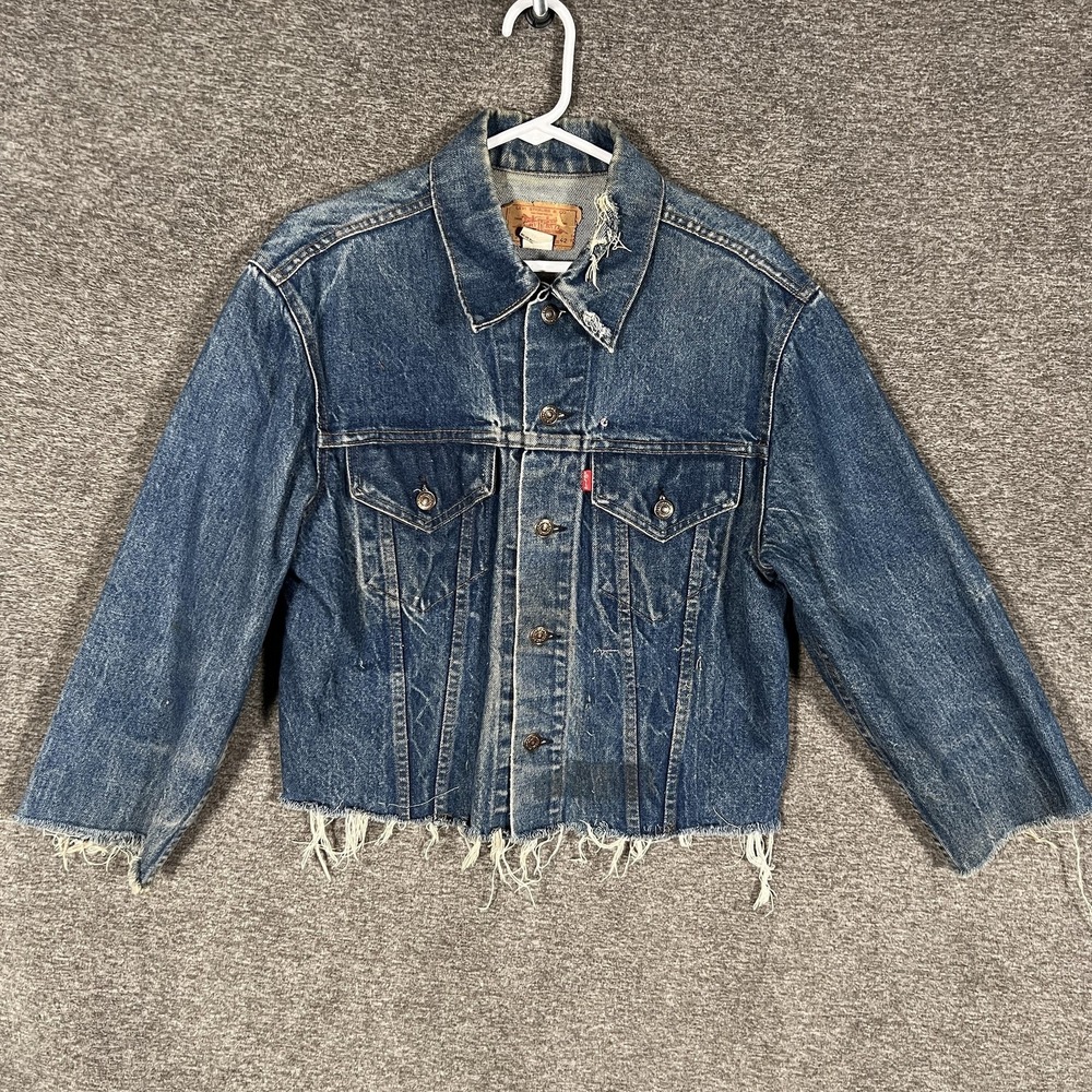 Vintage Levis Type II 2 Jacket Mens 42 Blue Denim Bomber Cutoff Frayed Hem USA